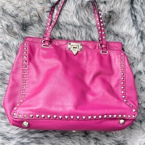 Valentino Garavani Fuchsia Studded Shoulder Bag
